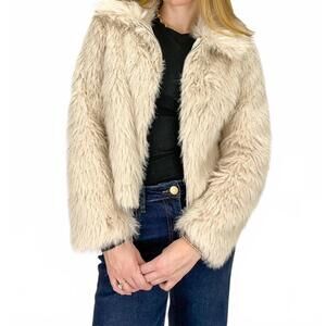 NEW FURIOUS FUR annabelle fuzzy bomber jacket in creme